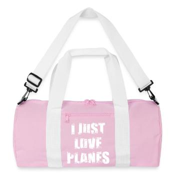 I love airplanes - Recycled Duffel Bag - pink/white - Front