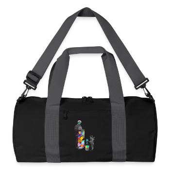 Artistic Graffiti Child and Adult Scene - Recycled Duffel Bag - black/graphite grey - Front
