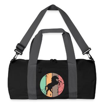 retro Farben Pferd Galopp Tiere Illustration icon - Recycelte Duffel Bag - Schwarz/Graphitgrau - Vorne