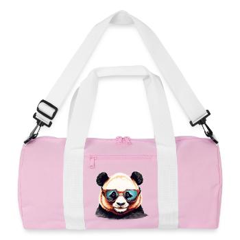 Lässiger Pandakopf mit Sonnenbrille - Recycelte Duffel Bag - Rosa/Weiß - Vorne