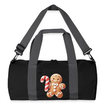 Joyeux bonhomme en pain d’épice avec canne à sucre - Sac de sport recyclé - noir/gris graphite - Devant