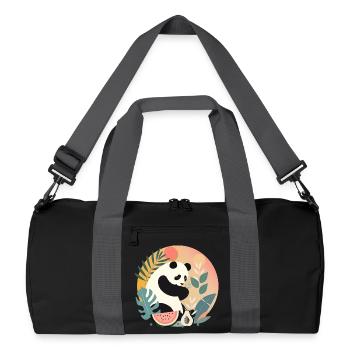 Panda avec des plantes et des fruits exotiques - Sac de sport recyclé - noir/gris graphite - Devant