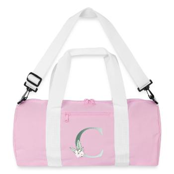 C Monogramme, Floral, Personnalisable - Sac de sport recyclé - rose/blanc - Devant