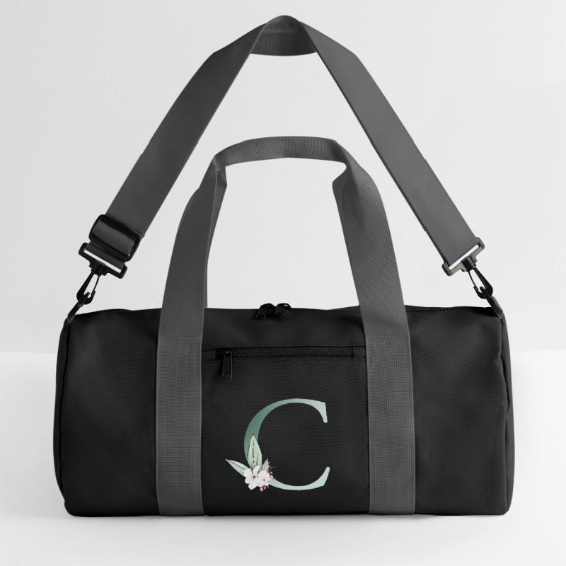 C Monogram, Floral, Customizable Recycled Duffel Bag