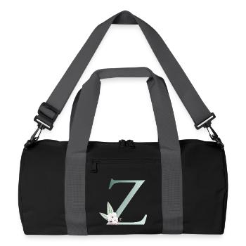 Z Monogramm, Floral, personalisierbar - Recycelte Duffel Bag - Schwarz/Graphitgrau - Vorne