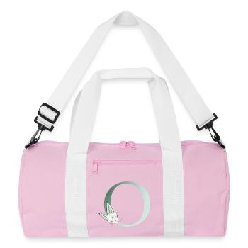 o Monogramme, Floral, Personnalisable - Sac de sport recyclé - rose/blanc - Devant
