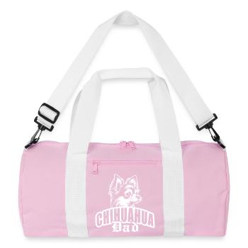 « Chihuahua Dad » avec tête de chien - Sac de sport recyclé - rose/blanc - Devant