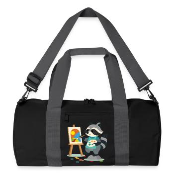 Raton laveur créatif pour les amateurs d’art, petits et grands - Sac de sport recyclé - noir/gris graphite - Devant