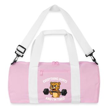 Funny Gym Everything Hurts And I'm Tired Leopard - Recycled Duffel Bag - pink/white - Front