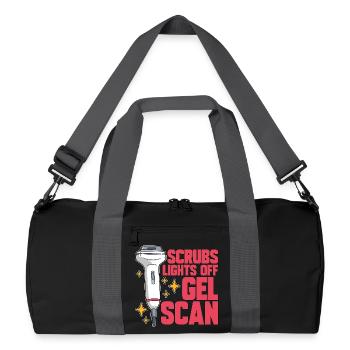Sonographer Scrubs Lights Off Gel Scan Ultrasound - Recycelte Duffel Bag - Schwarz/Graphitgrau - Vorne