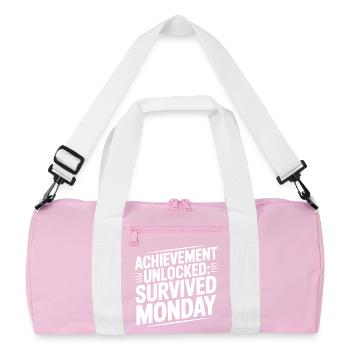 Achievement Unlocked Survived Monday - Recycled Duffel Bag - pink/white - Front