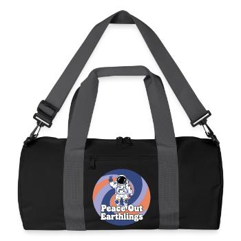 Astronaut Peace Out Earthlings - Recycelte Duffel Bag - Schwarz/Graphitgrau - Vorne