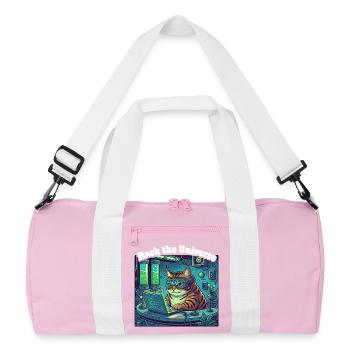 Chat hacker dans l’univers - Sac de sport recyclé - rose/blanc - Devant