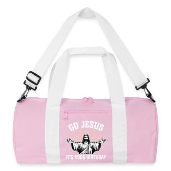 Allez Jésus, c’est ton anniversaire - Sac de sport recyclé - rose/blanc - Devant