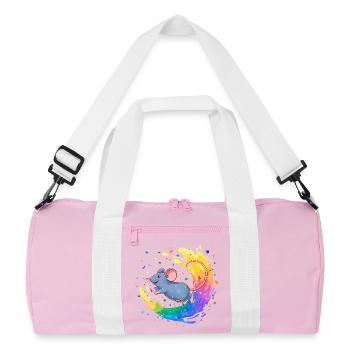 Bunte Maus im Farbwirbel - Recycelte Duffel Bag - Rosa/Weiß - Vorne