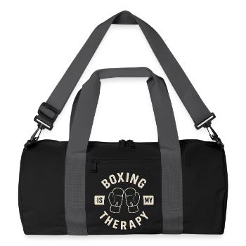 Boxing Therapy Retro Boxing Gloves Design - Recycled Duffel Bag - black/graphite grey - Front