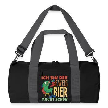 Je suis la preuve – la bière te rend belle - Sac de sport recyclé - noir/gris graphite - Devant