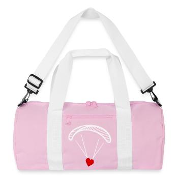 Paragleiter - Gleitschirm mit Herz - Valentinstag  - Recycelte Duffel Bag - Rosa/Weiß - Vorne