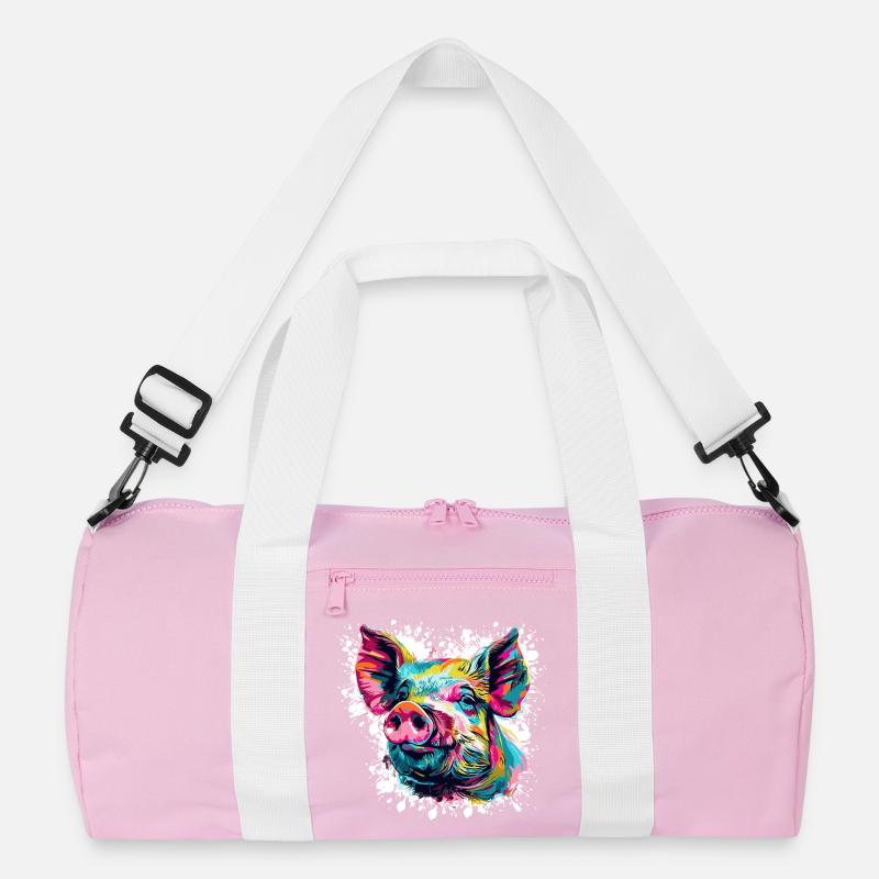 Pop Art Pig Head Color Explosion Recycled Duffel Bag