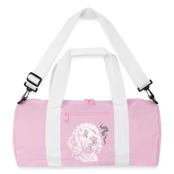 Smoking Goldendoodle : Drôle de dessin de mème de chien - Sac de sport recyclé - rose/blanc - Devant