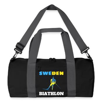 Biathlon Suède silhouette bleue jaune - Sac de sport recyclé - noir/gris graphite - Devant