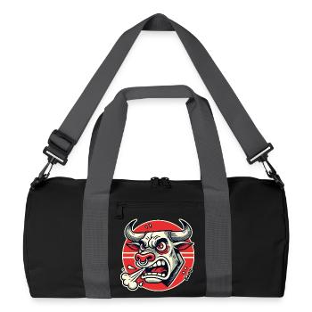Logo rétro du Taureau en Colère - Sac de sport recyclé - noir/gris graphite - Devant