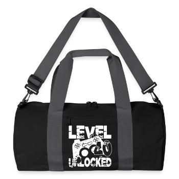 Level 40 Controller Graphics Black White - Recycled Duffel Bag - black/graphite grey - Front