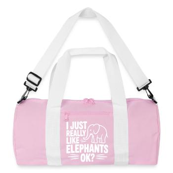 I Just Really Like Elephants Ok? - Recycled Duffel Bag - pink/white - Front