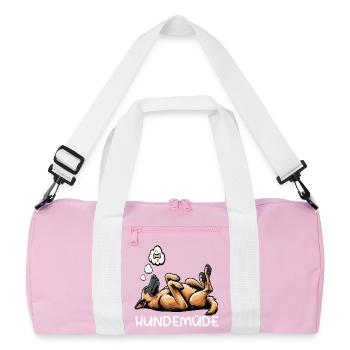 Hundemüde Malinois Belgischer Schäferhund  - Recycelte Duffel Bag - Rosa/Weiß - Vorne