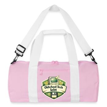 Oldschool Tech lebt - Recycelte Duffel Bag - Rosa/Weiß - Vorne