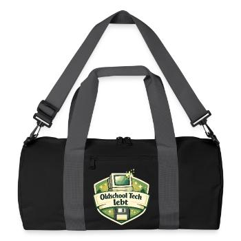Oldschool Tech lebt - Recycelte Duffel Bag - Schwarz/Graphitgrau - Vorne