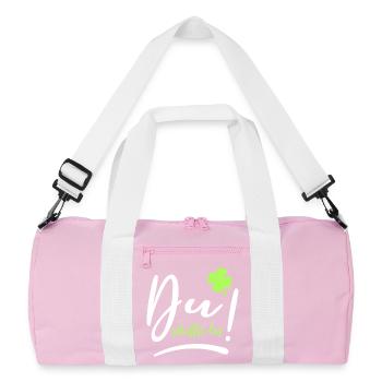 Du schaffst das! Glücksbringer Glück Mutmacher - Recycelte Duffel Bag - Rosa/Weiß - Vorne