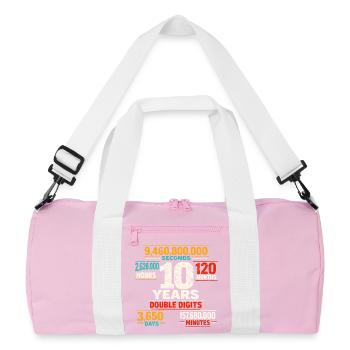 10 Jahre Double Digits Geburtstag Retro Design - Recycelte Duffel Bag - Rosa/Weiß - Vorne
