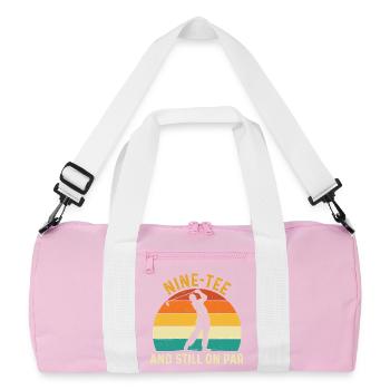 Neun Abschlag immer noch auf Par, 90. Golf-Geburtstag - Recycelte Duffel Bag - Rosa/Weiß - Vorne