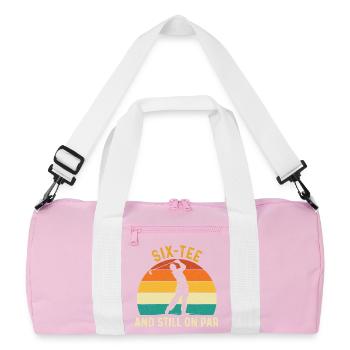 Sechs Abschlag immer noch auf Par, 60. Golf-Geburtstag. - Recycelte Duffel Bag - Rosa/Weiß - Vorne