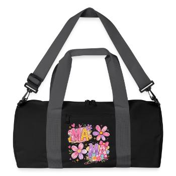 MAMA Grandes Fleurs et Nœud Rose | Style Rétro - Sac de sport recyclé - noir/gris graphite - Devant
