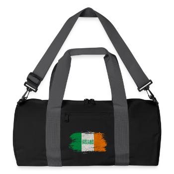 Irland Vintage Flagge / Geschenk Belfast Dublin - Recycelte Duffel Bag - Schwarz/Graphitgrau - Vorne
