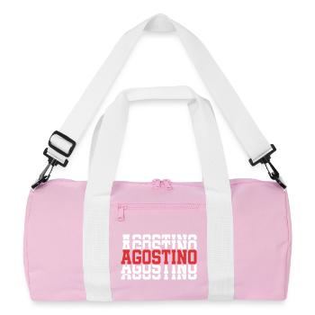 Agostino t-shirt stacked text gift t-shirt - Recycled Duffel Bag - pink/white - Front