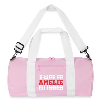 Amelie t-shirt t-shirt gift idea stacked text - Recycled Duffel Bag - pink/white - Front