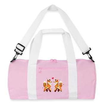 Zwei Füchse im Lebkuchen Stil als Weihnachtsmotiv - Recycelte Duffel Bag - Rosa/Weiß - Vorne
