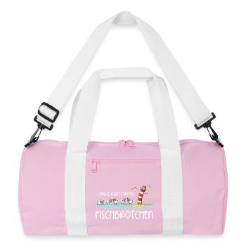 Candle Light Dinner Fischbrötchen Meer Spruch - Recycelte Duffel Bag - Rosa/Weiß - Vorne