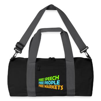 Free Speech Markets People Libertär Freiheit Logo - Recycelte Duffel Bag - Schwarz/Graphitgrau - Vorne