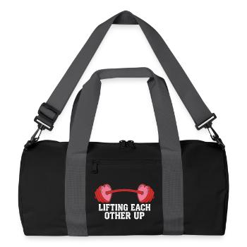 Lifting Each Other Up Funny Gym Workout Valentine - Recycled Duffel Bag - black/graphite grey - Front
