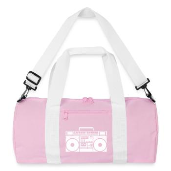 Retro Boombox Grafik Schwarzweiß - Recycelte Duffel Bag - Rosa/Weiß - Vorne