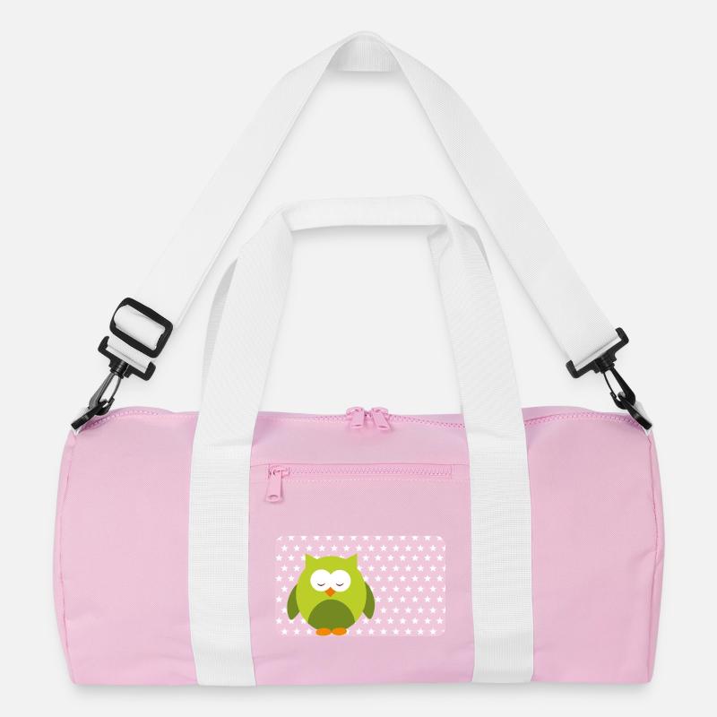 Lustige Eule mit Sternchen rosa | personalisierbar Recycelte Duffel Bag