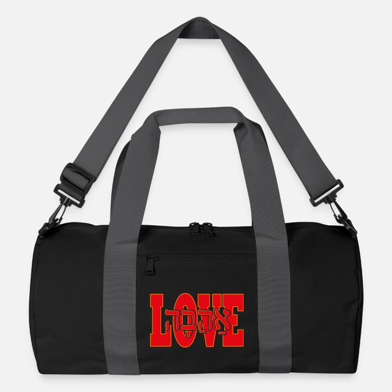 Love in Hebrew Recycled Duffel Bag