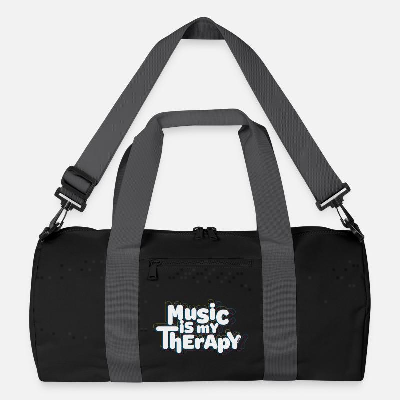 Music is My Therapy - Recycelte Duffel Bag - Schwarz/Graphitgrau