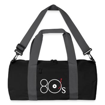 Retro Turntable Tonearm Minimalist Red DJ Gear Art - Recycelte Duffel Bag - Schwarz/Graphitgrau - Vorne