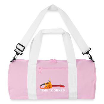 Time to Shred – Orange Guitar Tool - Recycled Duffel Bag - pink/white - Front