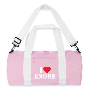 t-shirt I love Enore t-shirt gift idea - Recycled Duffel Bag - pink/white - Front